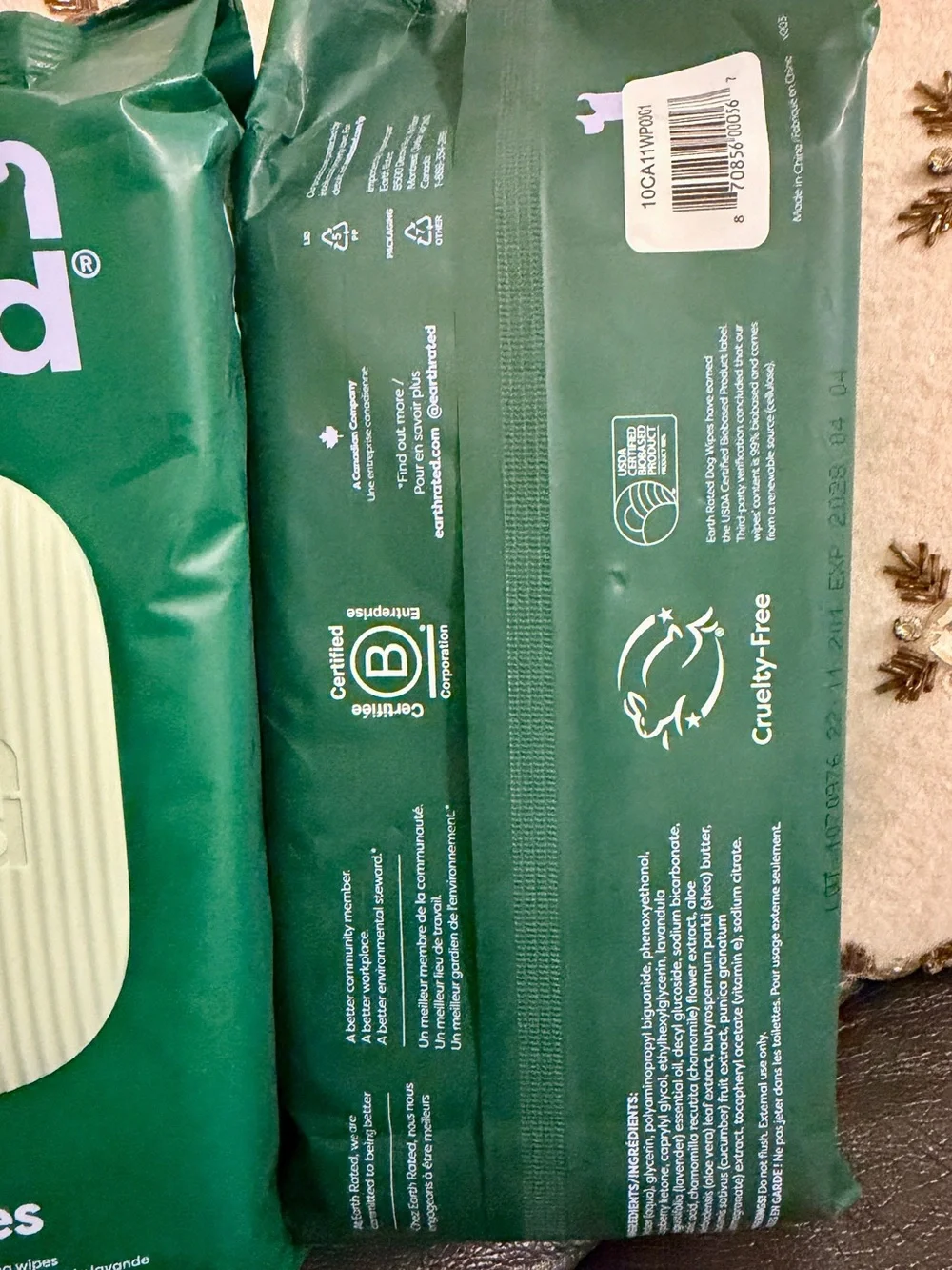 Earth Rated Lavender Dog Wipes 2 Pack 200 Count Hypoallergenic Grooming